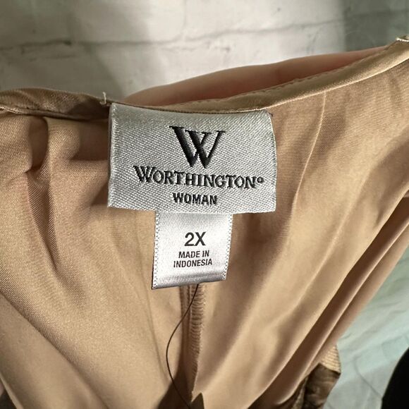 Worthington Tan Satin Sleeveless Blouse, Size 2X - Picture 4 of 6